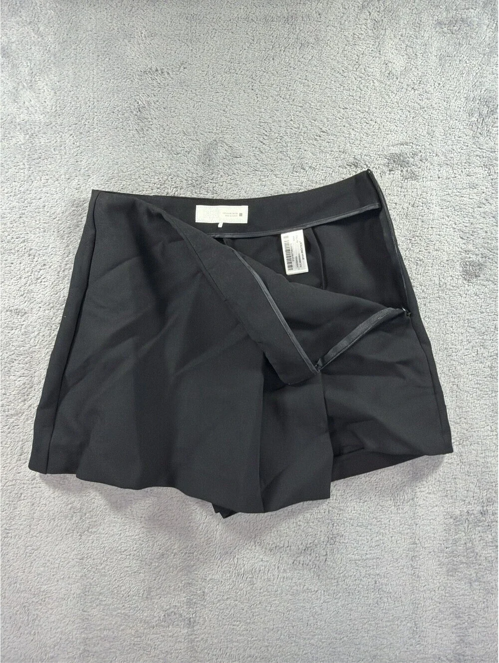 Zara Black Asymmetric Mini Skort with Gold Chain Accent